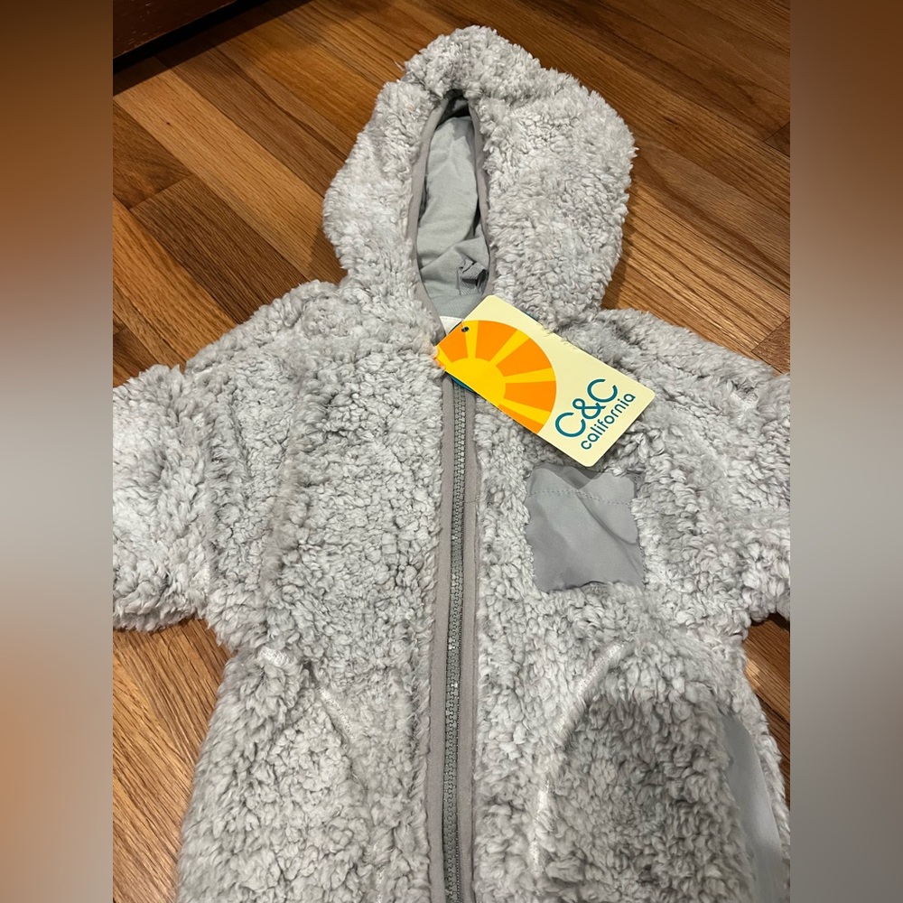 C&C California Kids Light Gray Sherpa hoodie jacket 3T NWT size